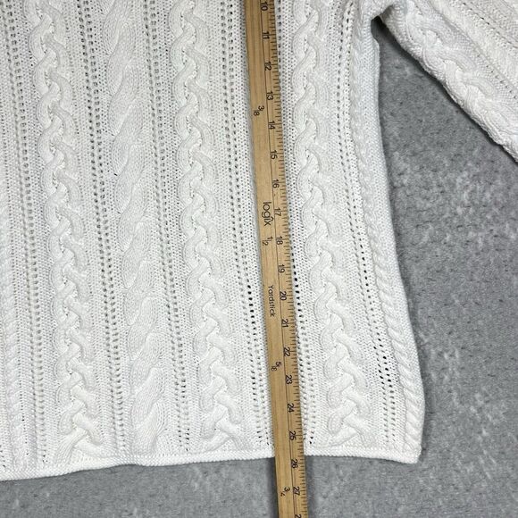 Lauren Ralph Lauren Round Neck Cable Knit Sweater Women’s Large Petite PL White - Picture 6 of 9